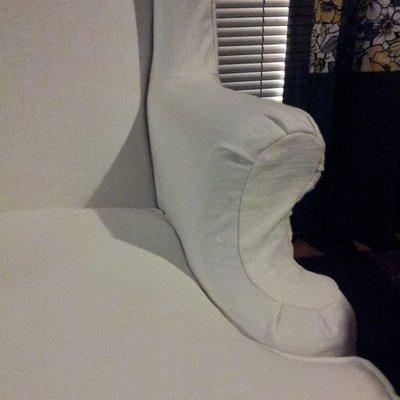 White linen wingchair slipcover