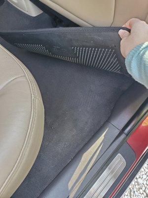 The floor mats and the floor were both vacuumed and steam cleaned.