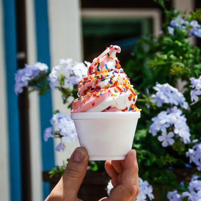 Strawberry twist with Rainbow Sprinkles!