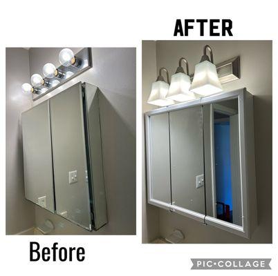 Medicine cabinet & Light Fixture replacement