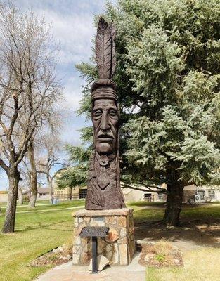 Statue on the corner of the property.