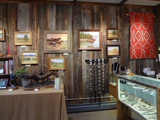 Bronze sculptures, paintings, Navajo rugs, Navajo jewelry!