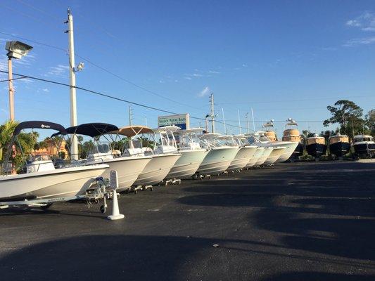 Large, well organized inventory of Edgewater Boats