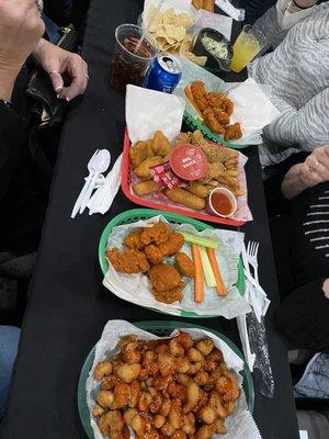 Tons of cheap deep fried fatty food that was gross   Those shrimp  bleh!