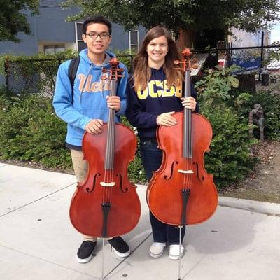 GB2S was able to raise money for 2 new cellos for the Fountain Valley High School Orchestra! Now all cellists have a cello!