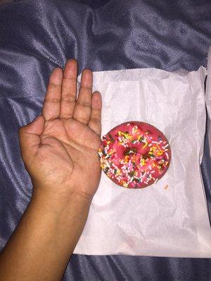 I have small hands by the way, probably not a great comparison. These donuts are bite size.