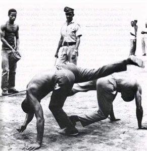 Capoeira Angola Mestre Joåo Grande and Mestre Joåo Pequeno play in Salvador da Bahia, Brasil