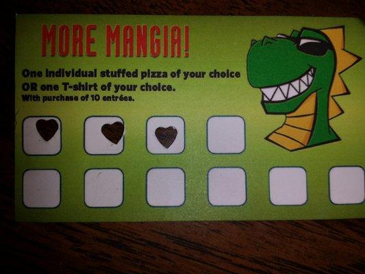 Loyalty cards available at the take-out register.