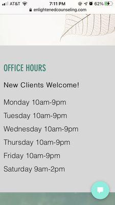 Accepting new clients and their current hours. They came highly recommended to me.