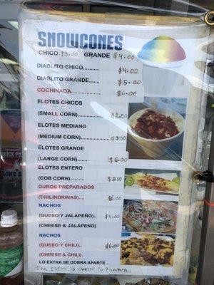 Updated food and price list (June 2020)