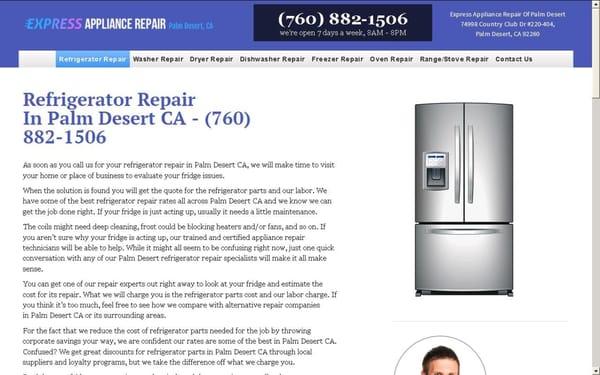 Express Appliance Repair of Palm Desert 7 Days a Week Expert Technicians Will Fix Your Appliance http://www.appliancerepair-palmdesertca.com