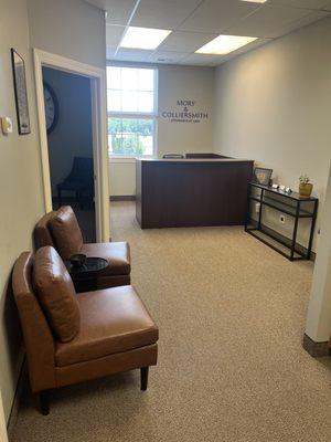 Front desk and reception area at Mory & Colliersmith law firm