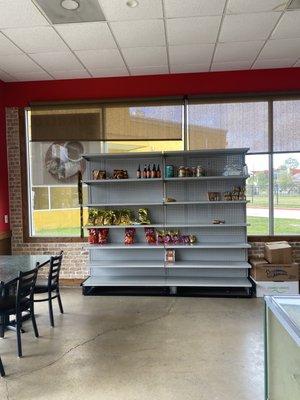 Empty Shelf with food products