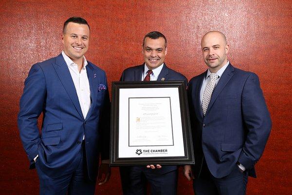 Mitch Gyger, Daniel Costa, Ian Poush at the Chamber of Commerce Excellence Awards in 2018