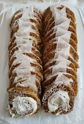 Pumpkin Oh from Great Harvest Bread Company, sliced for serving at a thanksgiving open house.