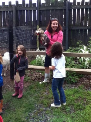 Mrs. Dean caught the rooster on a Riverfront Christian School field trip!