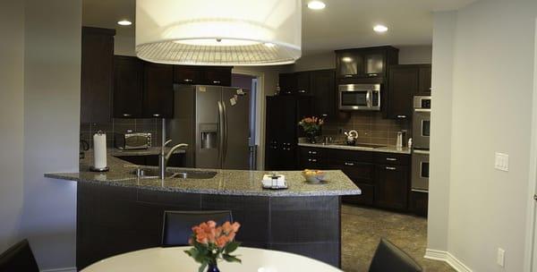 Contemporary Kitchen Remodel, granite, vinyl floors, ceramic backsplash