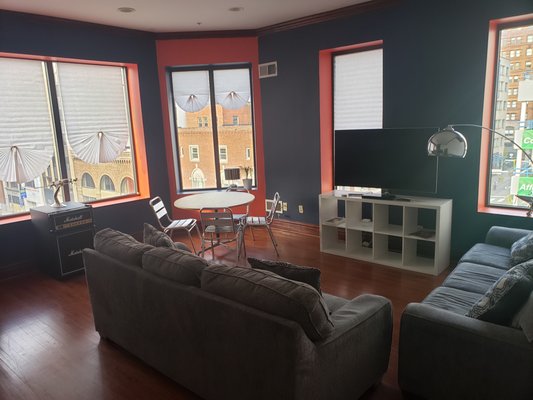 Living room overlooking downtown