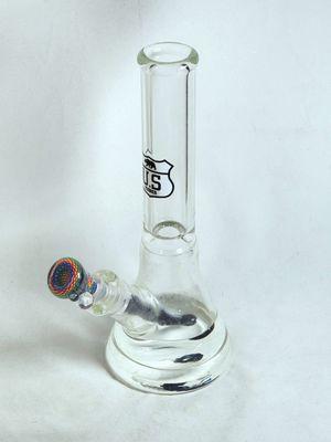 US Tubes 14"  custom 24/14 50x9  60x9 transition beaker w ice constriction, highway logo, Kevin Murray slide & 3-hole showerhead diffuser.