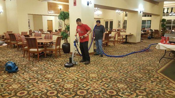 Restaurant hot water extraction with rotary tools.  Great for deep cleaning.