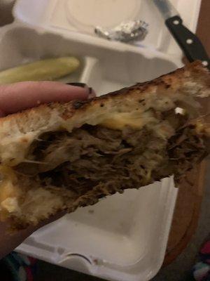 Three cheese pot roast sandwich