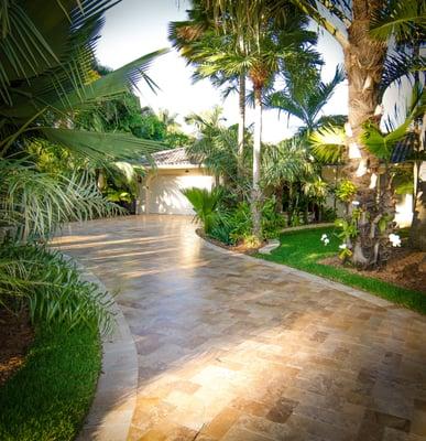 Travertine Driveway by Florida Pavers inc