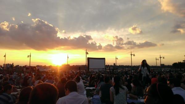 Enjoying the sunset and waiting for Moonrise Kingdom to start.