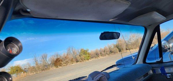 Inside view of the new windshield.