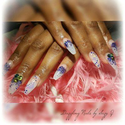 Glitter acrylic nail