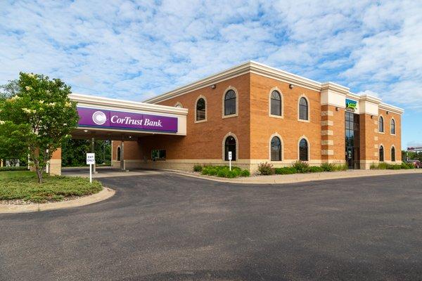 Exterior view of drive-thru at Anoka, MN CorTrust Bank location