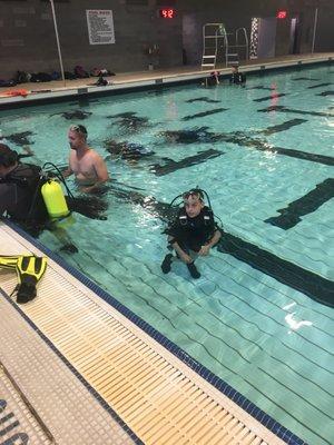 Deep Blue teaching my 11 year old scuba