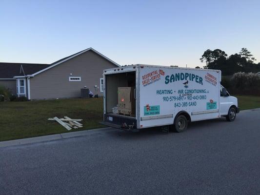 Sandpiper Heating and Air truck ready to install a new HVAC system in Little River, SC.