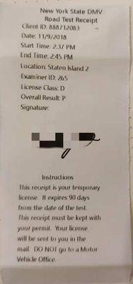 first try, full marks, NY road test. 5 lessons for driving practice,  Nov 9, at Staten Island #2