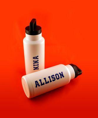 Vinyl Lettering on Water Bottles