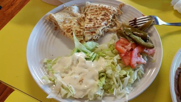 Appetizer--chicken quesadilla.