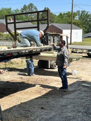 Repair on a farm trailer