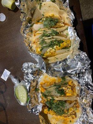 Chorizo Potato and Egg tacos