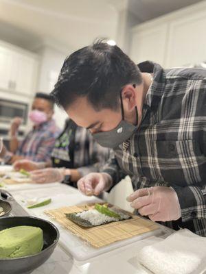 Adding in the Avocado slices.