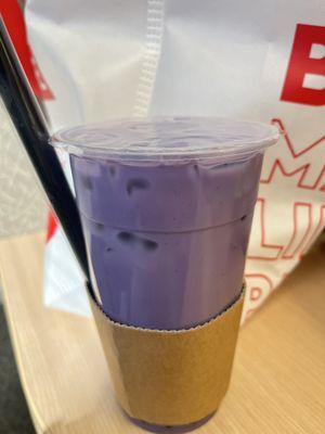 Taro milk tea boba (standard order with tapioca)