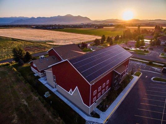 50kW solar array on the Spire Climbing Center in Bozeman, MT