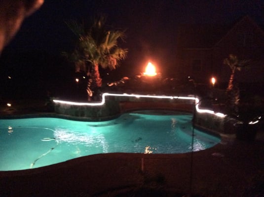 Enjoy your pool with  romantic LED lighting with the warmth of fire on top of your waterfall!  Bring Las Vegas home with you!