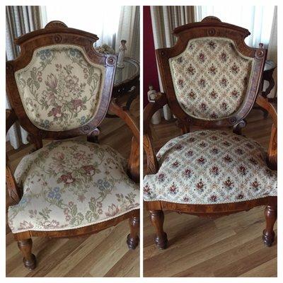 Before and after of my antique chair. I'm very pleased!