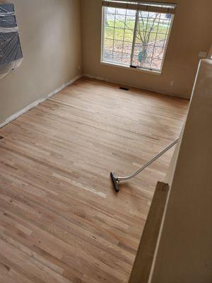 Looking down on newly installed front room.