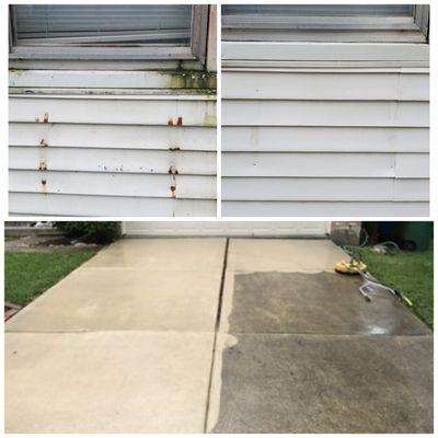 Rust removal from vinyl siding, Driveway cleaning