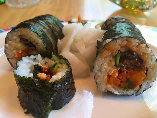 Bibim roll with beef and sweet radish