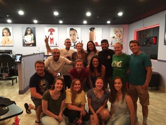 Fun night with this group who came in to share their adventures with tattoos!...