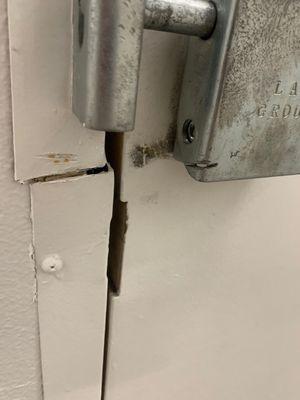 Someone used a power saw or something like it to break into my unit.