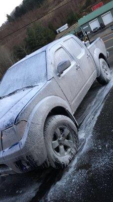 Soaking in our pre wash stage to remove all loose dirt to prevent scratching while washing.