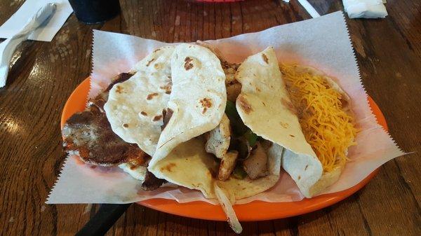 Pork Chop Taco, Chicken Fajita, and Bean & Cheese