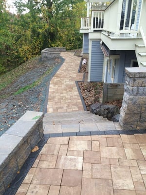 Different view of paver walk during construction